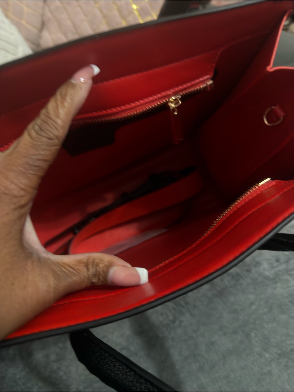 Source Unknown Black Tote with Gold, Silver and Red Stud Accents - Picture 2 of 8